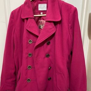 delia’s wool raspberry fuchsia peacoat NWT